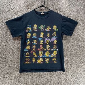 Simpsons Shirt Mens Medium Black All Characters 2010 Short Sleeve Streetwear